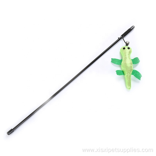 plush gecko cat stick plastic pole cat teaser